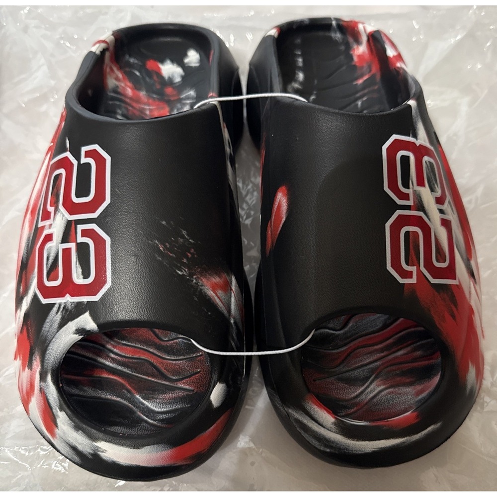 Jordan Tribute Red & Black Swirl Foam Slide Slippers Mens 8.5-9 EU 40-41 New